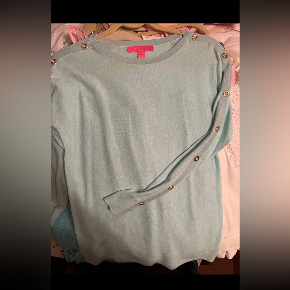 Lilly Pulitzer Aqua Button Sweater